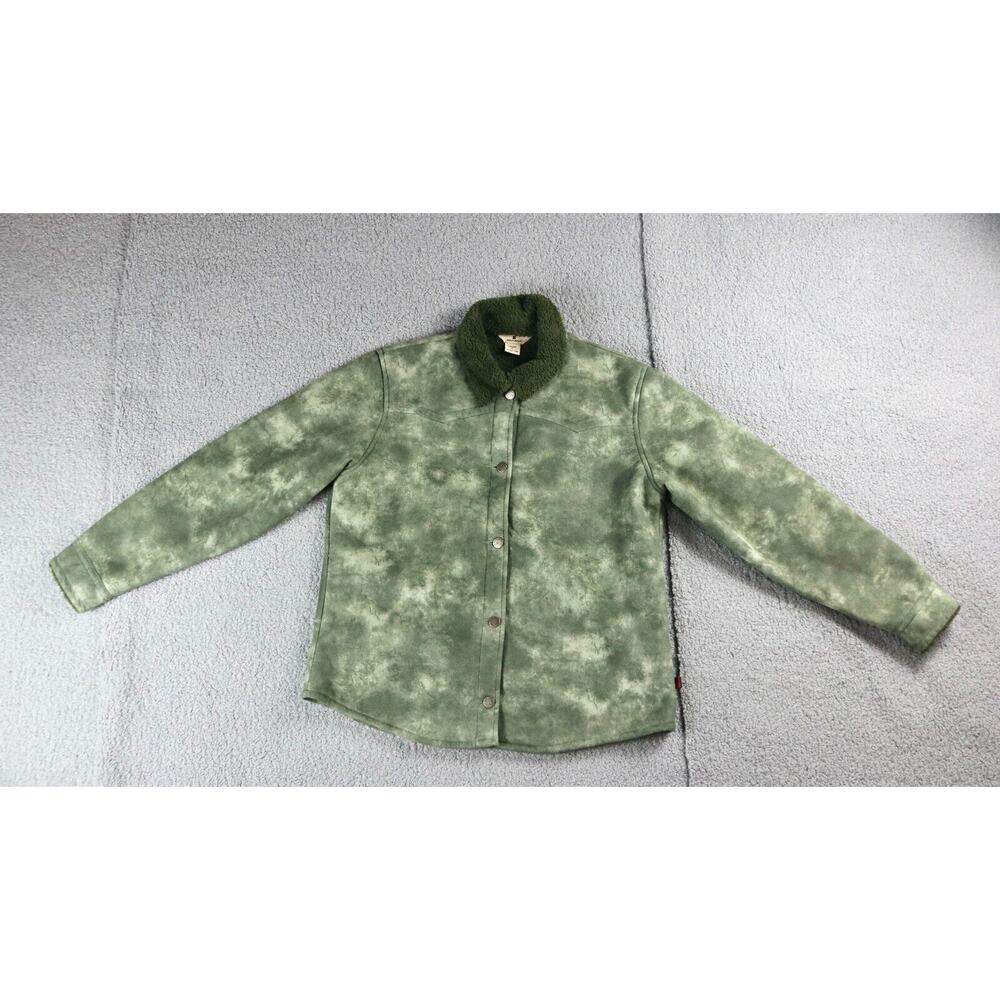 Woolrich Coat Womens M Faux Shearling Fleece Olive Green Coat Camo